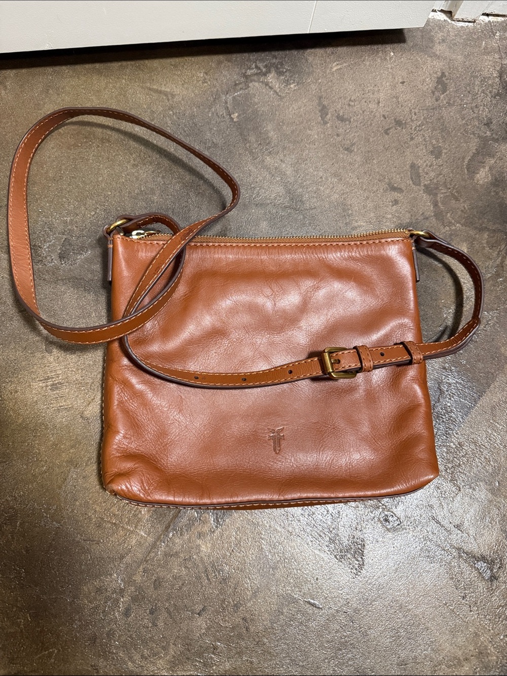 Frye Cognac Leather Adjustable Carson Crossbody Bag